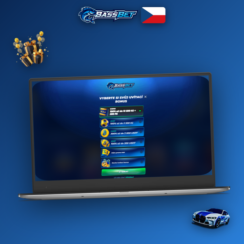 Bassbet Casino Casino registrace — formulář na notebooku s ikonou úspěšného vytvoření účtu