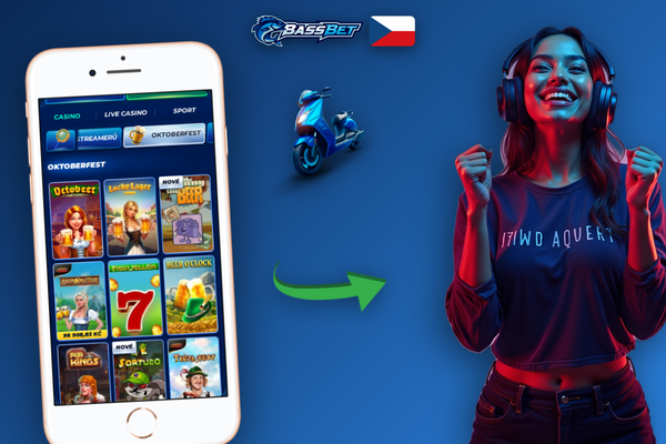 Mobilní aplikace Bassbet Casino Casino zobrazená na smartphonu se seznamem her