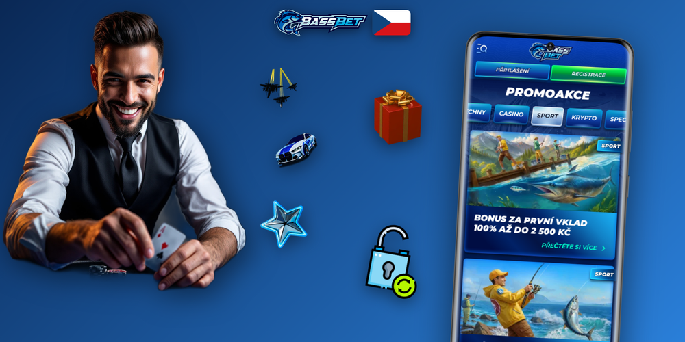 Banner Bassbet Casino Casino se sportovními míči a herními ovladači pro sázení na esporty